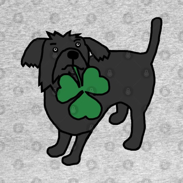 St Patricks Day Dog with Shamrock by ellenhenryart